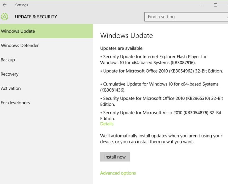 Windows 10 has its first Patch Tuesday August 2015